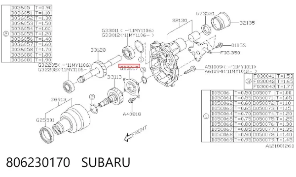 Łożysko wału sprzęgłowego skrzyni biegów Subaru Impreza II