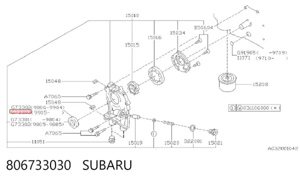 Uszczelniacz wału korbowego przedni 806733030 Subaru