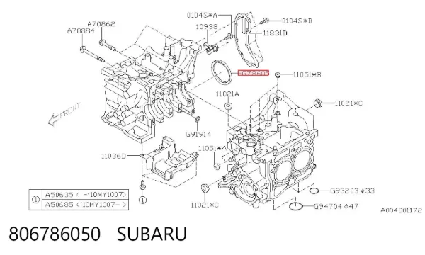 Uszczelniacz wału korbowego silnika tylny 806786050 Subaru