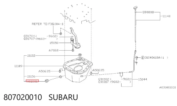 Korek miski olejowej silnika 807020010 Subaru