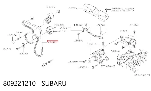 Pas napędowy mechanizmów 809221210 Subaru