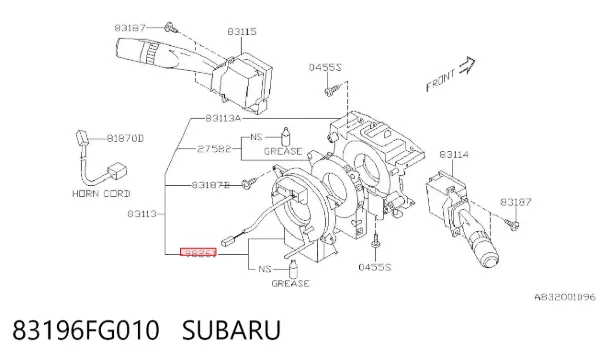 Pierścień kontaktowy AIRBAG, taśma kierownicy 83196FG010 Subaru