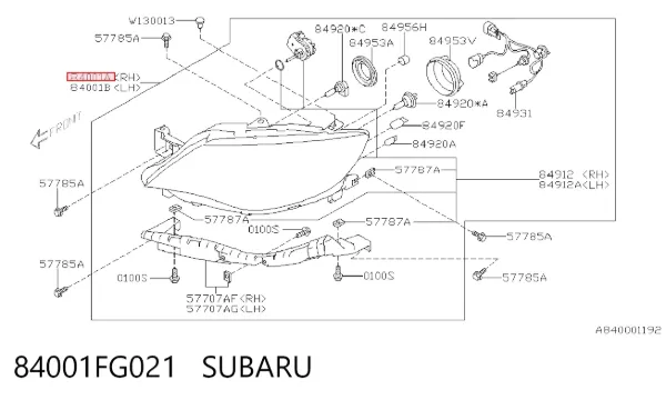 Reflektor prawy 84001FG021 Subaru
