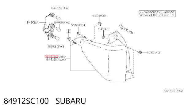 Lampa zespolona tylna prawa 84912SC100 Subaru