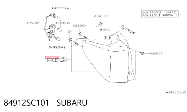 Lampa zespolona tylna prawa 84912SC101 Subaru