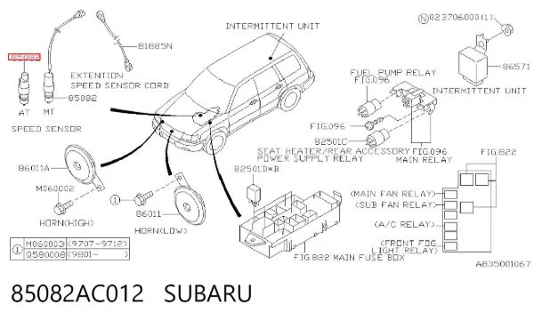 Czujnik prędkości 85082AC012 Subaru