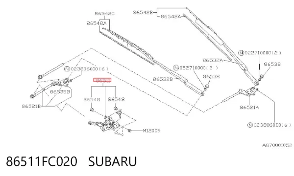 Silniczek wycieraczki szyby przedniej Subaru Forester I