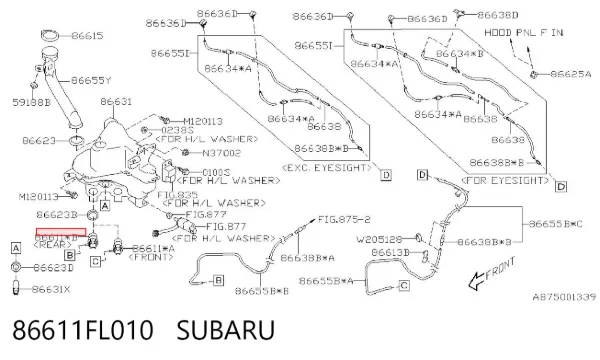 Pompka spryskiwacza szyby przedniej 86611FL010 Subaru