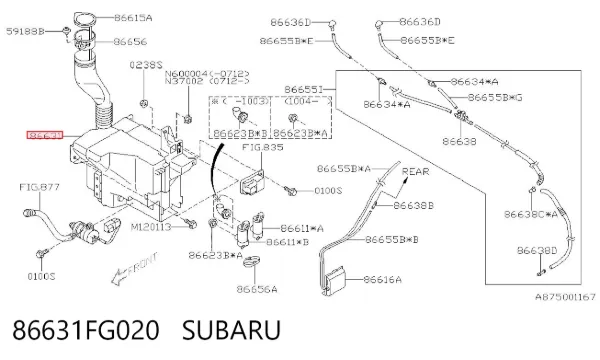 Zbiorniczek spryskiwacza szyb Subaru Impreza III