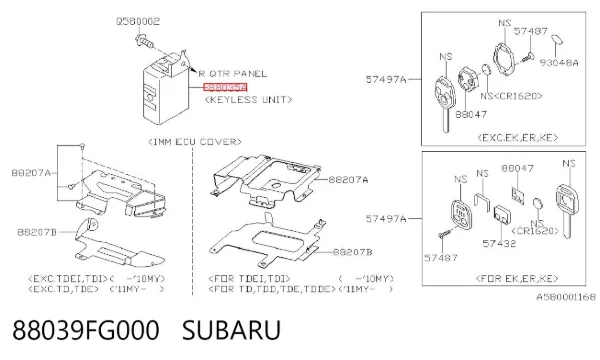 Sterownik zamka centralnego 88039FG000 Subaru