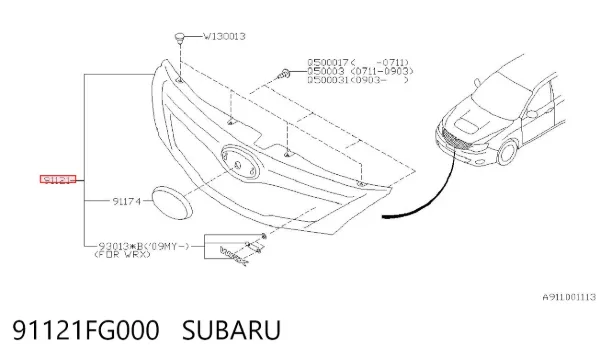 Atrapa chłodnicy 91121FG000 Subaru