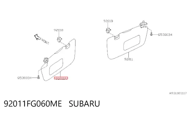 Osłona przeciwsłoneczna Subaru Impreza III