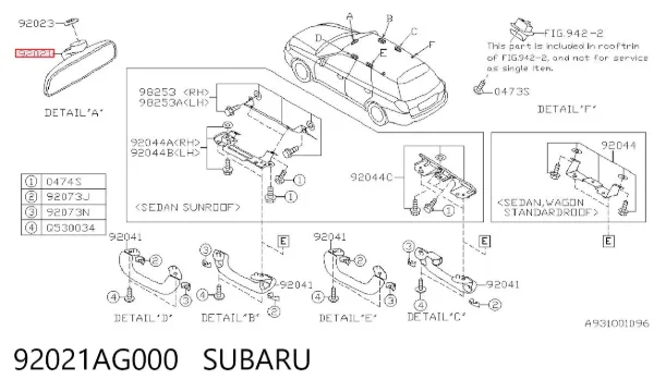 Lusterko wewnętrzne Subaru Outback III