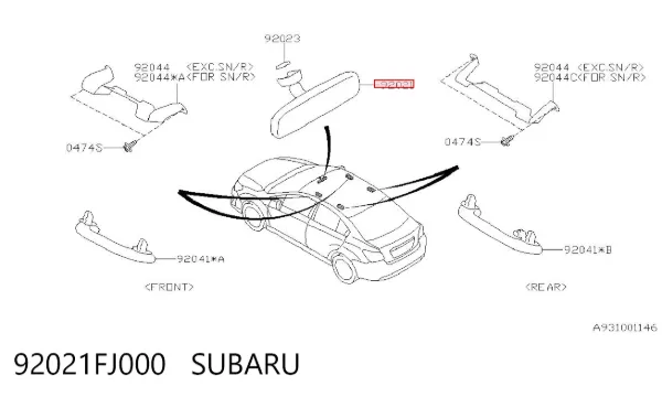 Lusterko wewnętrzne 92021FJ000 Subaru