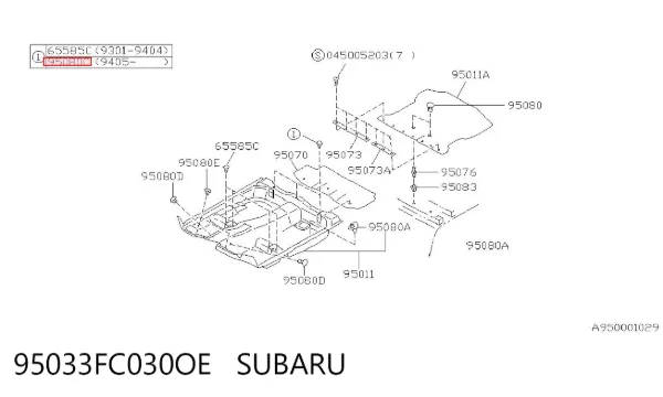 Spinka mocowania nadkola przedniego 95033FC030OE Subaru