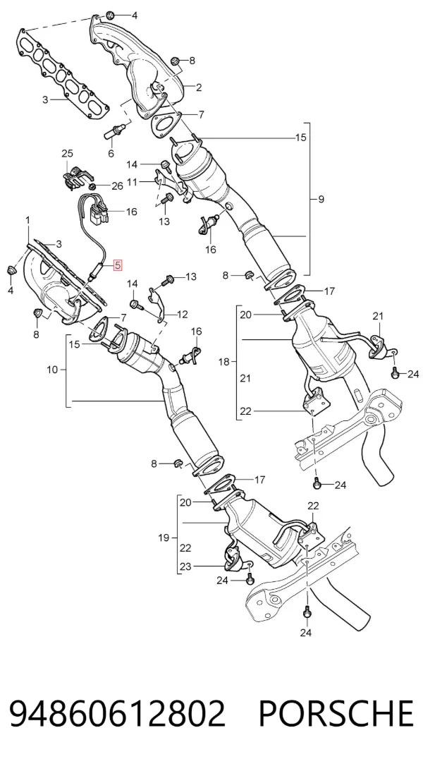 Sonda lambda czujnik tlenu przed katalizatorem prawy 94860612802 Porsche