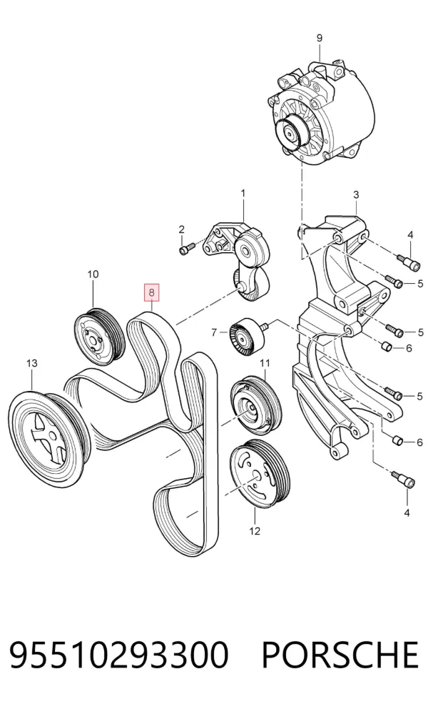 Pas napędowy mechanizmów 95510293300 Porsche