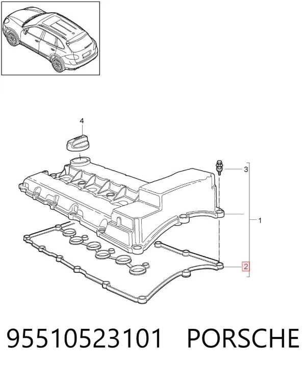 Uszczelka pokrywy zaworowej silnika 95510523101 Porsche