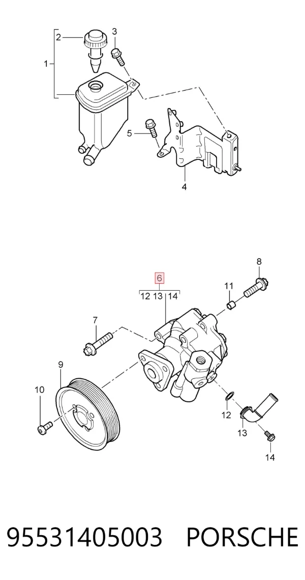 Pompa wspomagania hydraulicznego kierownicy 95531405003 Porsche