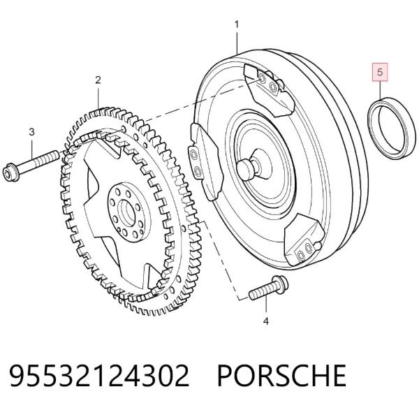 Uszczelniacz automatycznej/mechanicznej slrzyni biegów (wału wejściowego/sprzęgłowego) 95532124302 Porsche
