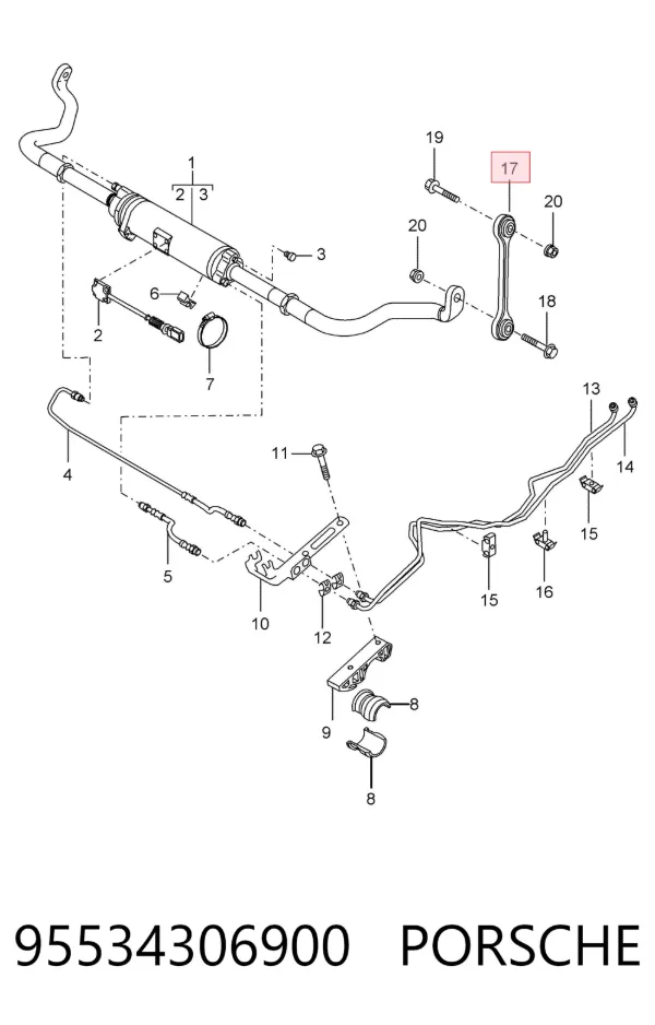 Łącznik stabilizatora przedniego 95534306900 Porsche
