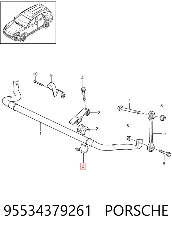 Tuleja stabilizatora przedniego 95534379261 Porsche