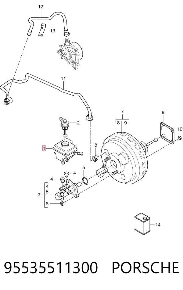 Zbiorniczek głównego cylindra hamulcowego (płynu hamulcowego) Porsche Cayenne 955