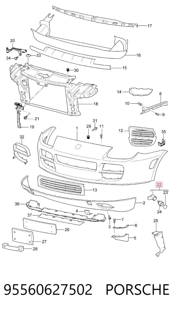 Czujnik parkowania tylny 95560627502 Porsche