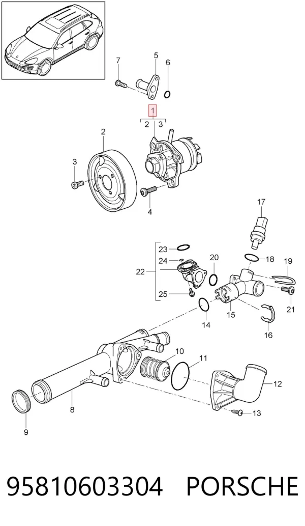 Pompa chłodząca wodna 95810603304 Porsche