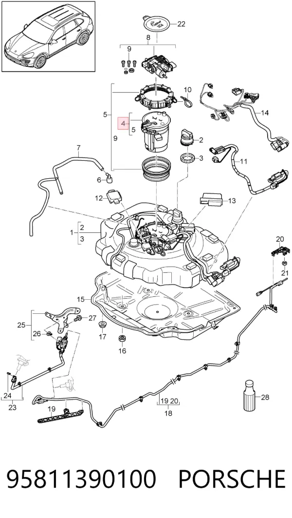 Element grzejny pompy mocznika ad blue 95811390100 Porsche