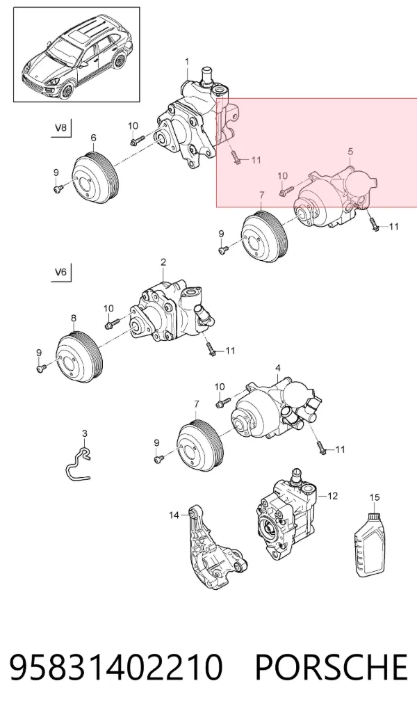 Pompa wspomagania hydraulicznego kierownicy 95831402210 Porsche