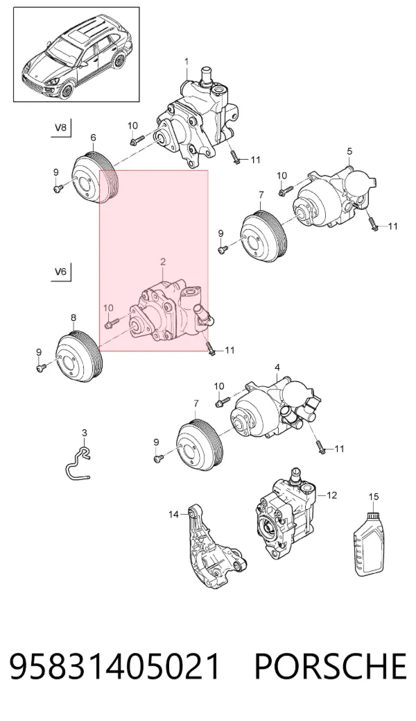 Pompa wspomagania hydraulicznego kierownicy 95831405021 Porsche