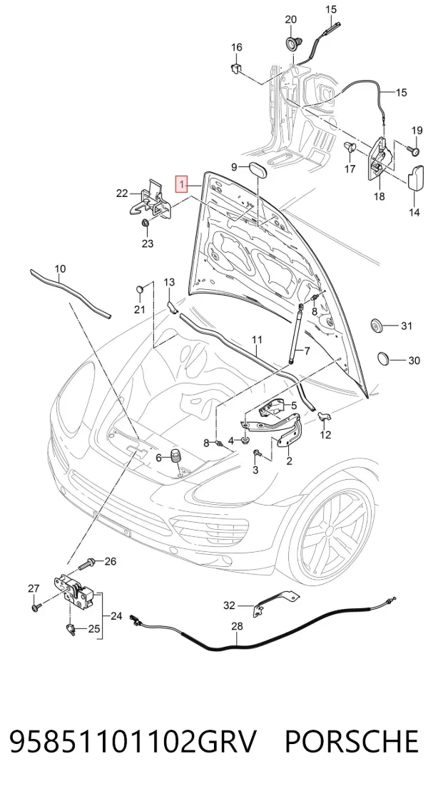 Maska silnika 95851101102GRV Porsche