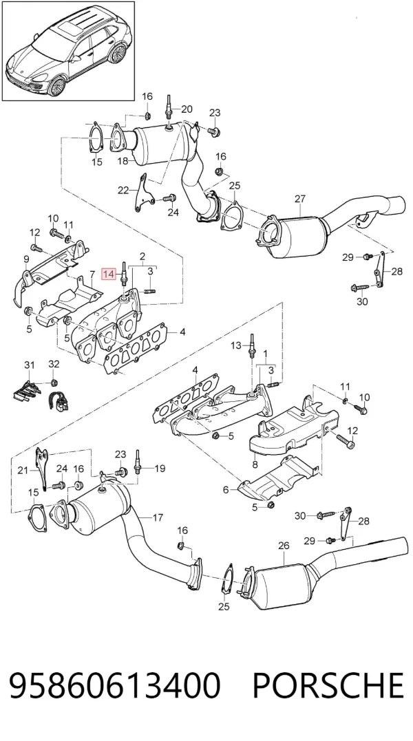 Sonda lambda czujnik tlenu przed katalizatorem 95860613400 Porsche