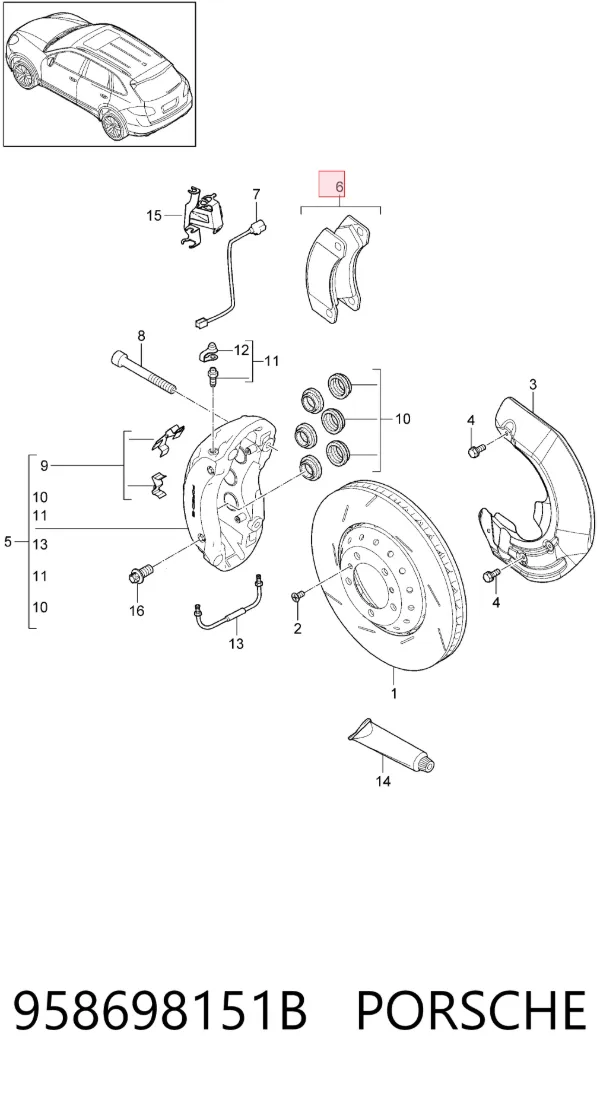 Klocki hamulcowe przednie tarczowe 958698151B Porsche