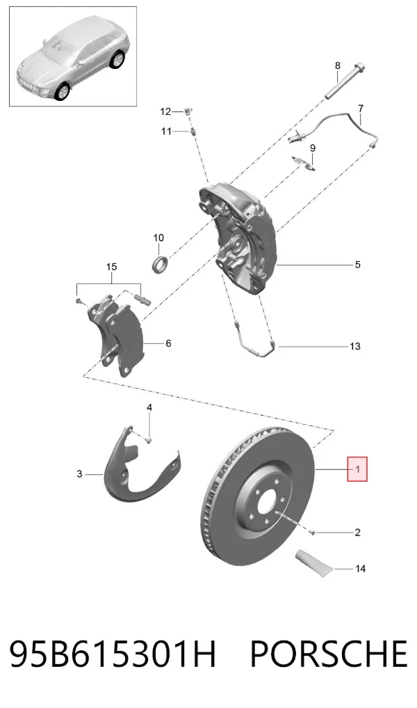 Tarcza hamulcowa przednia 95B615301H Porsche