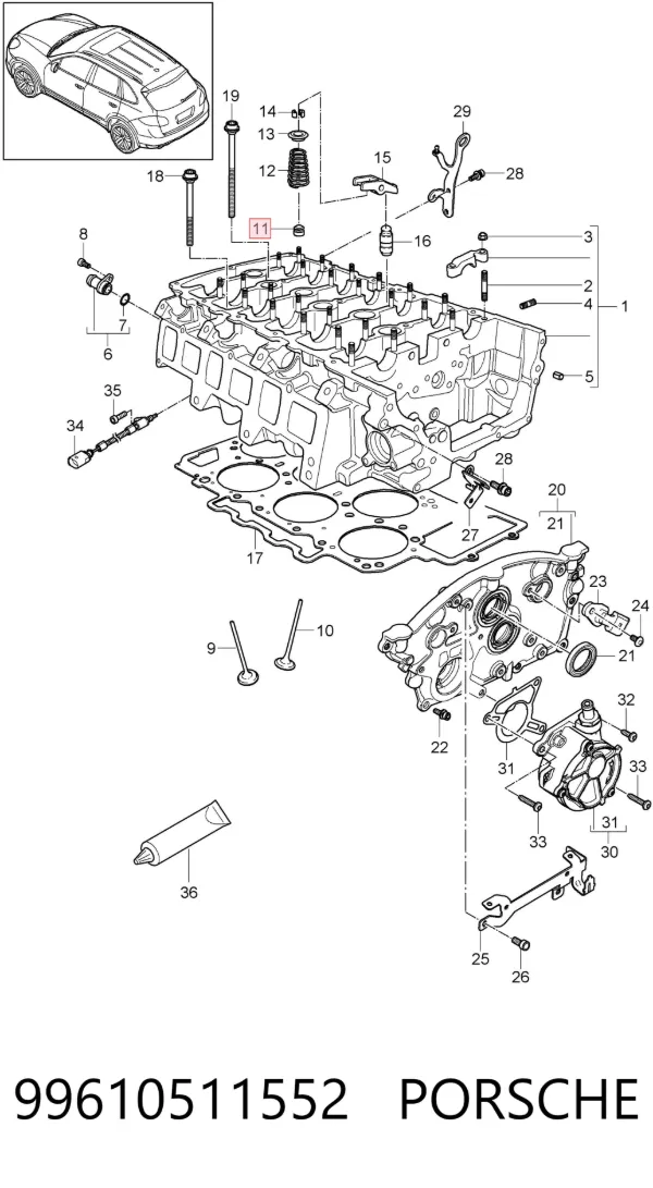 Uszczelniacz zaworu dolotowego/wylotowego 99610511552 Porsche