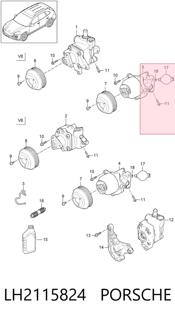 Pompa wspomagania hydraulicznego kierownicy LH2115824 Porsche