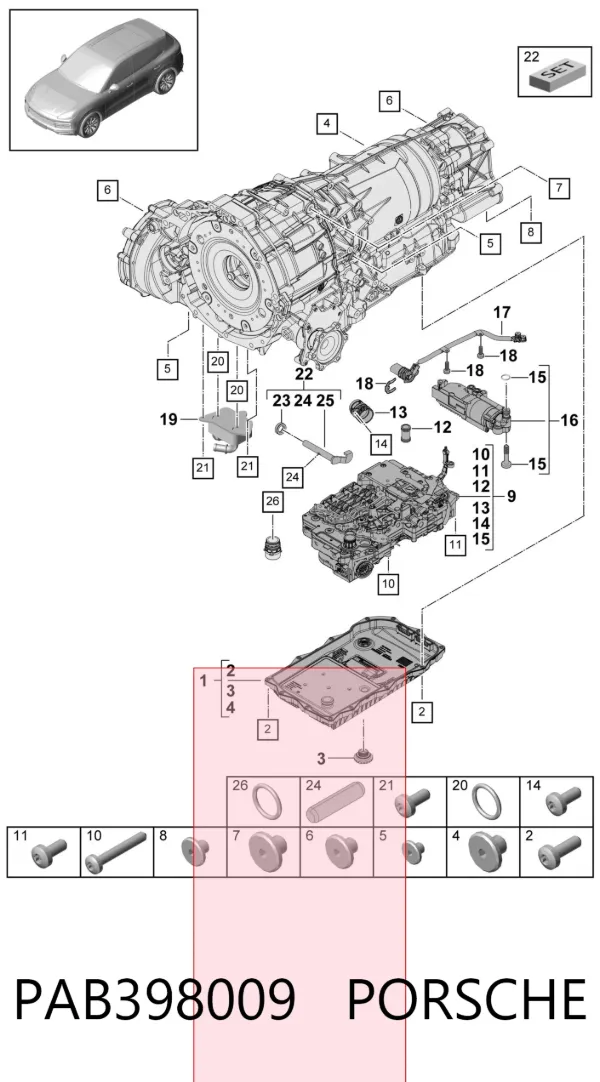 Miska automatycznej skrzyni biegów PAB398009 Porsche