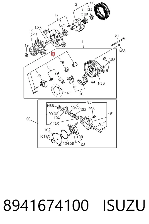 Regulator alternatora (przekaźnik ładowania) 8941674100 Isuzu