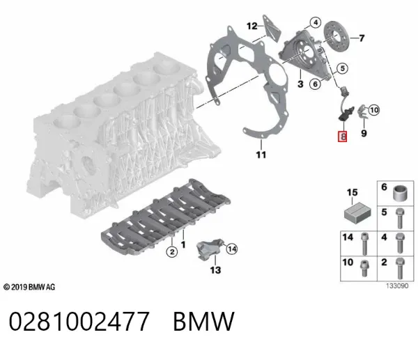 Czujnik położenia wału korbowego 0281002477 BMW