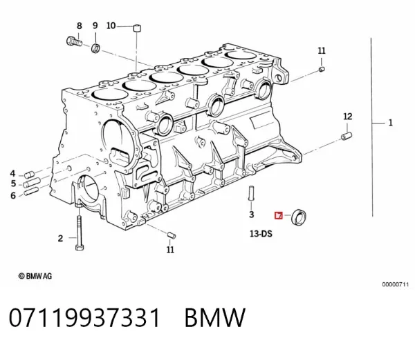 Zaślepka głowicy cylindrów/bloku cylindrów 07119937331 BMW