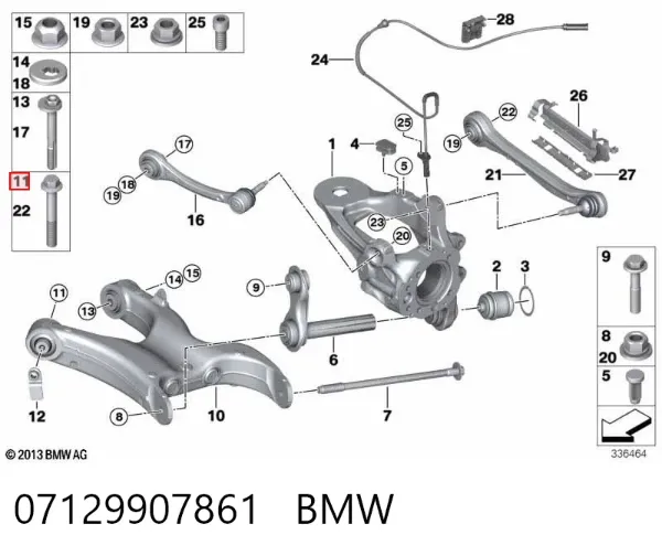 Śruba mocowania wahacza przedniego, dolnego 07129907861 BMW