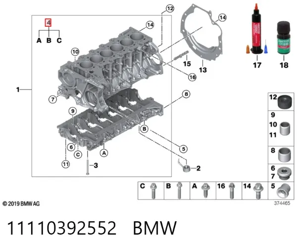 Śruba głowicy cylindrów 11110392552 BMW