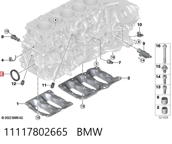 Uszczelniacz wału korbowego przedni 11117802665 BMW