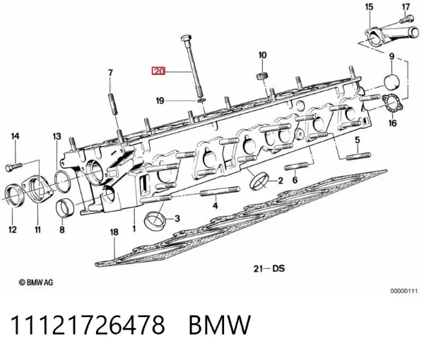 Śruba głowicy cylindrów 11121726478 BMW