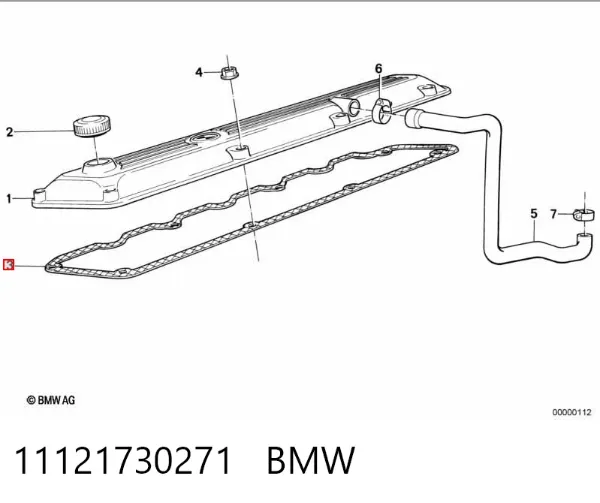 Uszczelka pokrywy zaworowej silnika 11121730271 BMW
