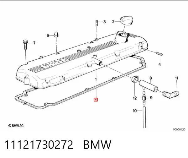 Uszczelka pokrywy zaworowej silnika 11121730272 BMW