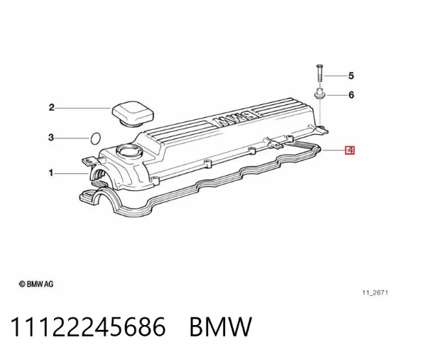 Uszczelka pokrywy zaworowej silnika 11122245686 BMW