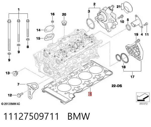 Uszczelka głowicy cylindrów 11127509711 BMW